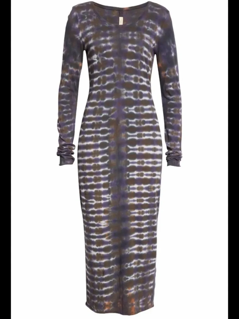 Raquel Allegra Long-Sleeve Tie-Dye Midi Dress in Purple and Gray - Picture 2 of 8